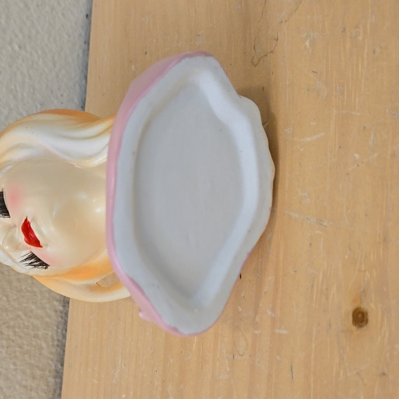 Reproduction Lady Head Vase Planter Makeup Brush Holder - Picture 10 of 12